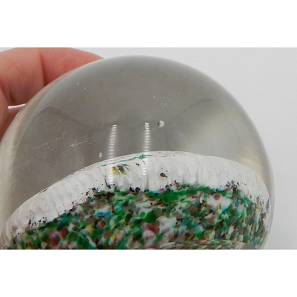 Millefiori Art Glass Paperweight Packed Cane Gold Green White 3 Inch - Picture 10 of 11
